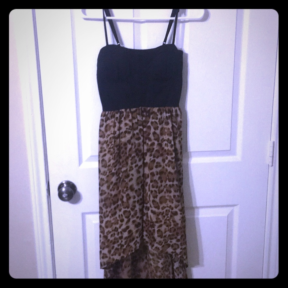 Cheetah print dress with black